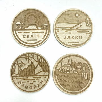 CRAIT | DAGOBAH | JAKKU | MON CALAMARI | Coaster Set of 4