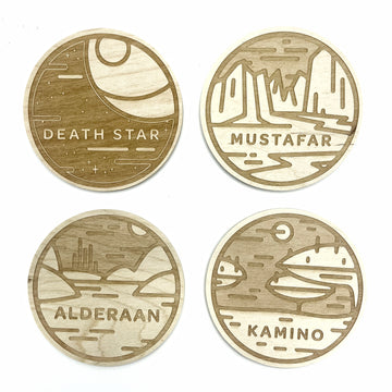 DEATH STAR | ALDERAAN | KAMINO | MUSTAFAR | Coaster Set of 4
