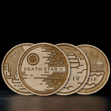 MANDALORE | DEATH STAR II | SCARIF | YAVIN IV | Coaster Set of 4