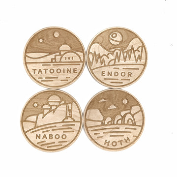 TATTOOINE | ENDOR | HOTH | NABOO | Coaster Set of 4