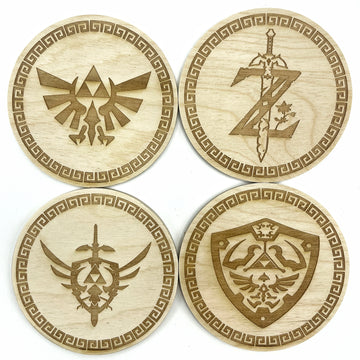 HYRULE CREST | MASTER SWORD | Z EMBLEM | SHIELD CREST | Coaster Set of 4