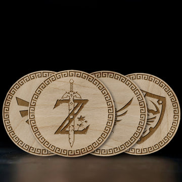 HYRULE CREST | MASTER SWORD | Z EMBLEM | SHIELD CREST | Coaster Set of 4