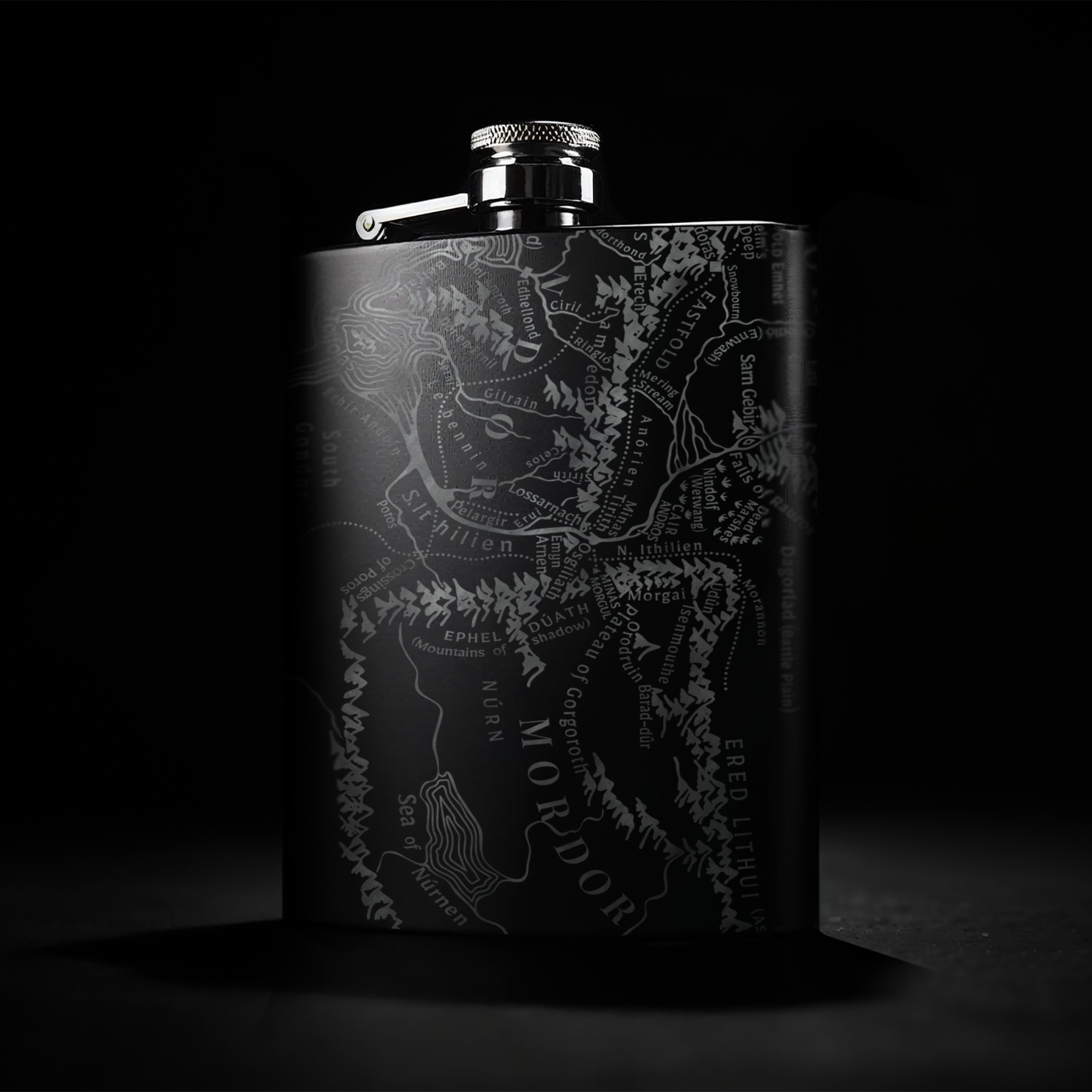 MAP OF MORDOR + ROHAN Hip Flask